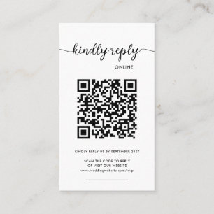 Modern Elegant Photo Online QR Code RSVP  Business Card