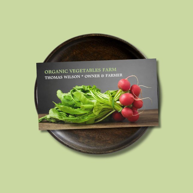 Modern Elegant Photo Radish/ Organic Farm Business Card (Creator Uploaded)