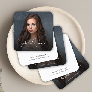 Modern Elegant Photo Realtor Finance Professional Square Business Card