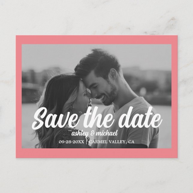 Modern elegant photo save the date card (Front)