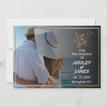 Modern Elegant Photo Save the Date Gold Script