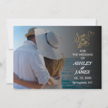 Modern Elegant Photo Save the Date  Gold Script