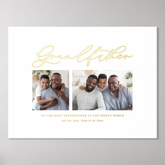 Modern elegant photo script grandfather gift foil prints (Front)