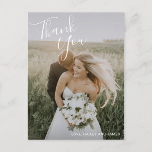 Modern Elegant Photo Simple Wedding Thank You Postcard