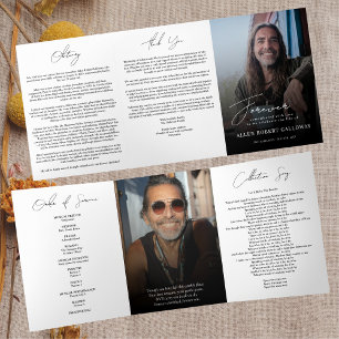 Modern Elegant Photo Trifold Funeral Program