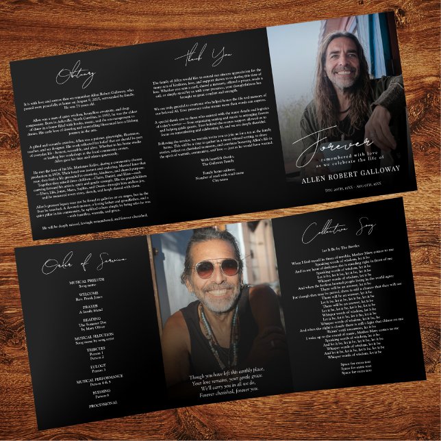 Modern Elegant Photo Trifold Funeral Program (Creator Uploaded)