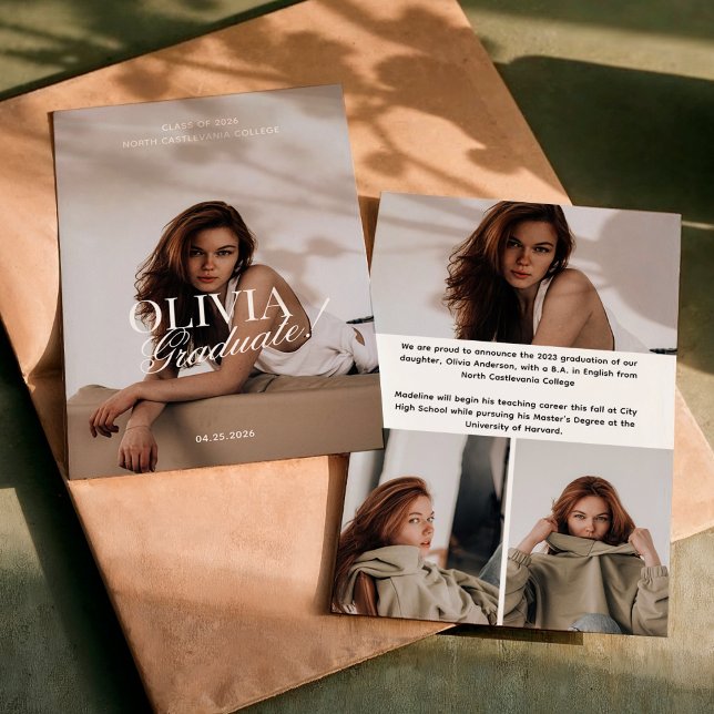 Modern Elegant Photo Typography Script Grad Announcement (Creator Uploaded)