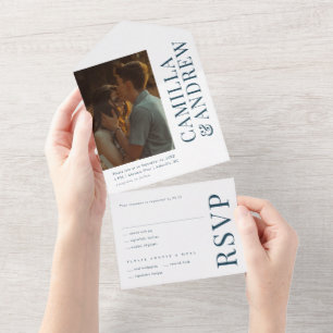 Modern Elegant Photo Wedding All In One Invitation
