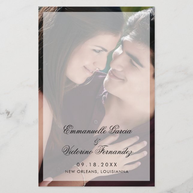 Modern Elegant Photo Wedding Program (Front)