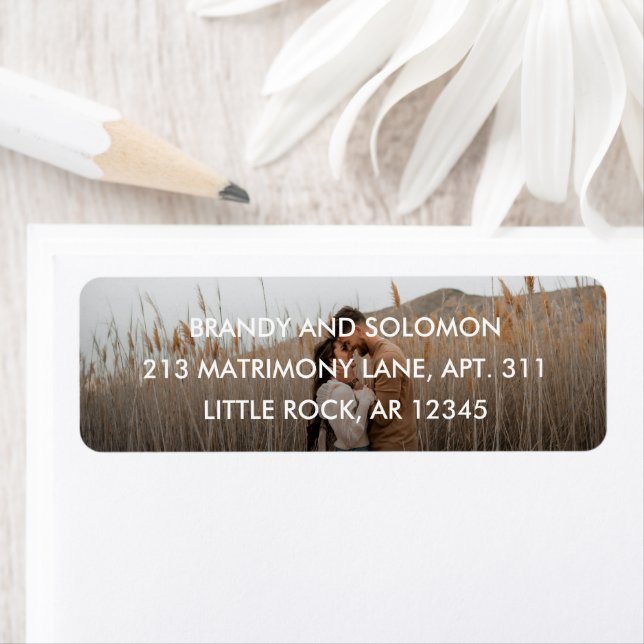 Modern Elegant Photo Wedding Return Address Label (Insitu)