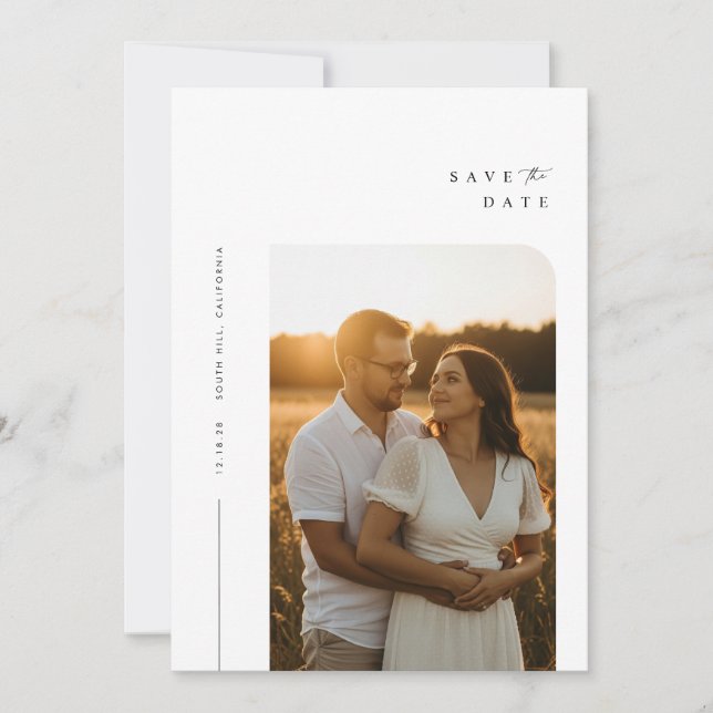 Modern Elegant Photo Wedding Save The Date (Front)