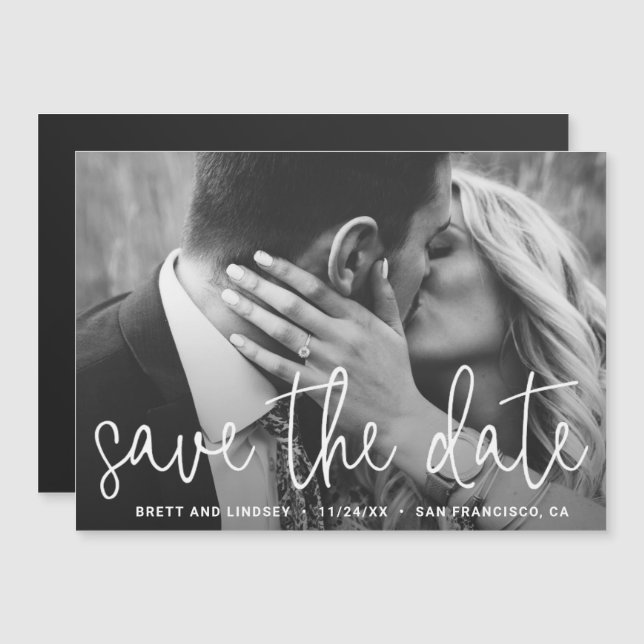 Modern Elegant Photo Wedding Save the Date Magnetic Invitation (Front/Back)