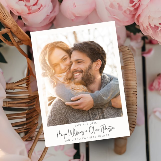 Modern Elegant Photo Wedding Save the Date Script  Invitation (Creator Uploaded)