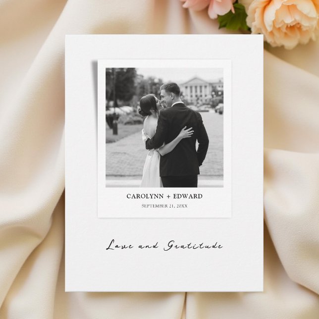 Modern Elegant Photo Wedding Thank You Card (Creator Uploaded)