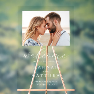  Modern Elegant Photo Wedding Welcome Acrylic Sign