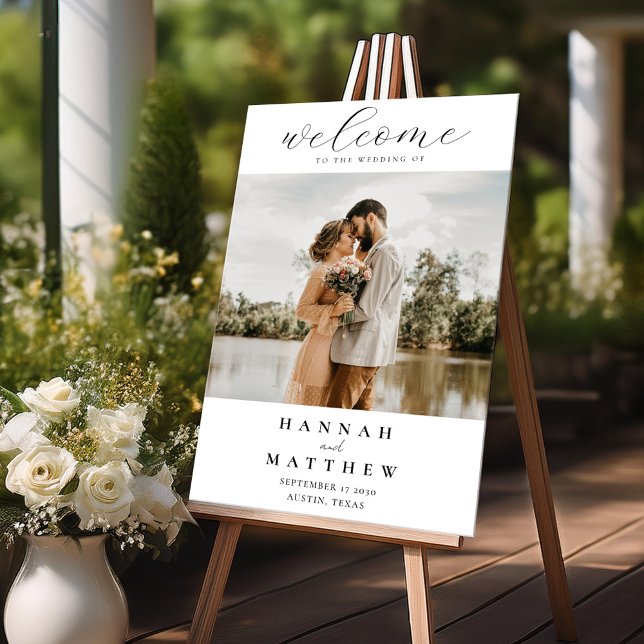  Modern Elegant Photo Wedding Welcome Acrylic Sign (Creator Uploaded)