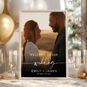 Modern Elegant Photo Wedding Welcome Poster