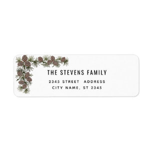 Modern elegant pine branch Label Return Address Label