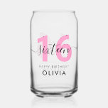 Modern Elegant Pink 30th Birthday Can Glass<br><div class="desc">Modern Elegant 30th Birthday Glass</div>