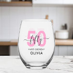 Modern Elegant Pink 50th Birthday Stemless Wine Glass<br><div class="desc">Modern Elegant 50th Birthday Wine Glass</div>