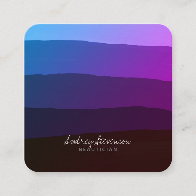 Modern Elegant Pink and Purple Degradation Square Business Card (Front)
