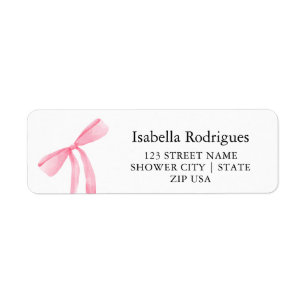 Modern Elegant Pink Bow Return Address Label