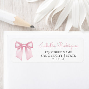 Modern Elegant Pink Bow Return Address Return Address Label