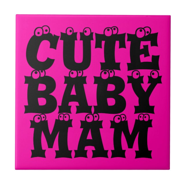 Modern elegant  -pink  design spring CUTE BABY MAM Ceramic Tile (Front)