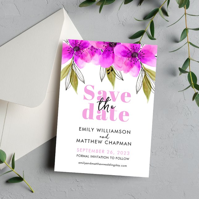 Modern Elegant Pink Floral Save The Date (Creator Uploaded)