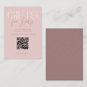 Modern Elegant Pink Gifts Baby Shower QR Code  Enclosure Card