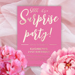 Modern Elegant Pink&Gold 21st Surprise Birthday<br><div class="desc">Introducing a new modern,  elegant adult surprise birthday party invitation featuring pink background with gold foiled handwritten typography text that says "shh! it's a surprise party". Customise this template card by adding your own party information.</div>