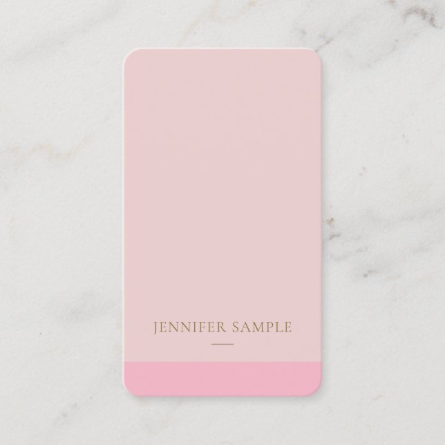 Modern Elegant Pink Gold Text Chic Simple Template Business Card (Front)