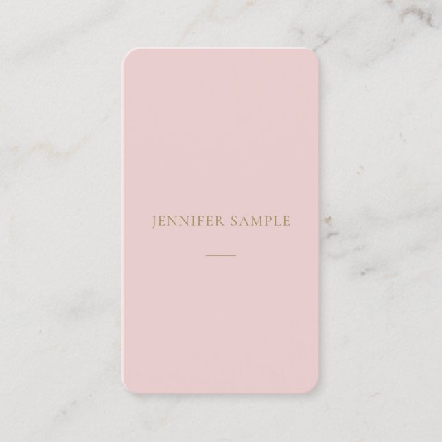 Modern Elegant Pink Gold Text Minimalist Template Business Card (Front)