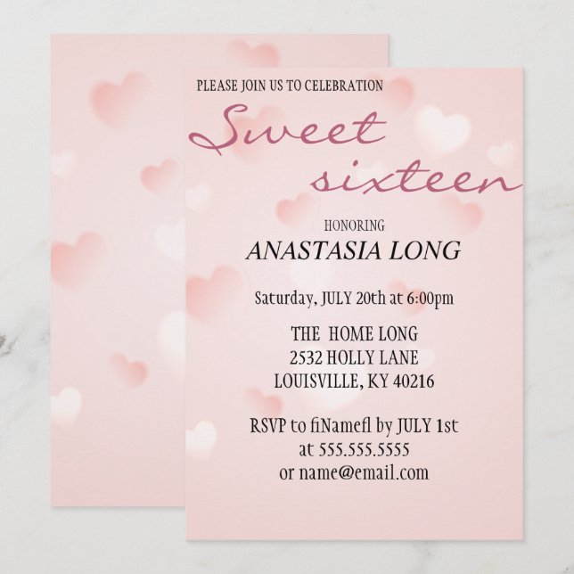 Modern, Elegant Pink Heart Save The Date (Front/Back)