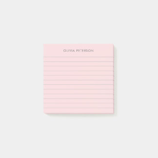 Modern Elegant Pink Lined Sticky Post-it Notes