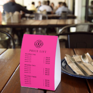 Modern Elegant Pink Logo Service Menu Price List