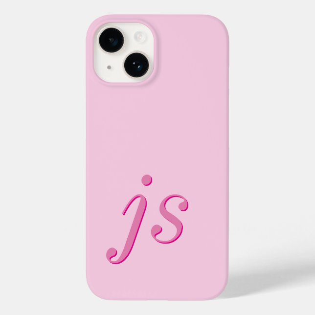 Modern Elegant Pink  Monogram Initials Case-Mate iPhone Case (Back)