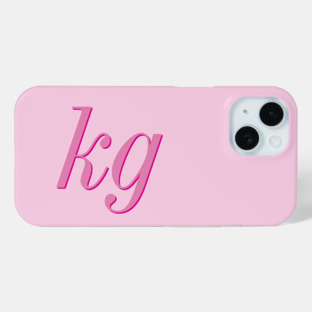 Modern Elegant Pink  Monogram Initials Case-Mate iPhone Case (Back (Horizontal))