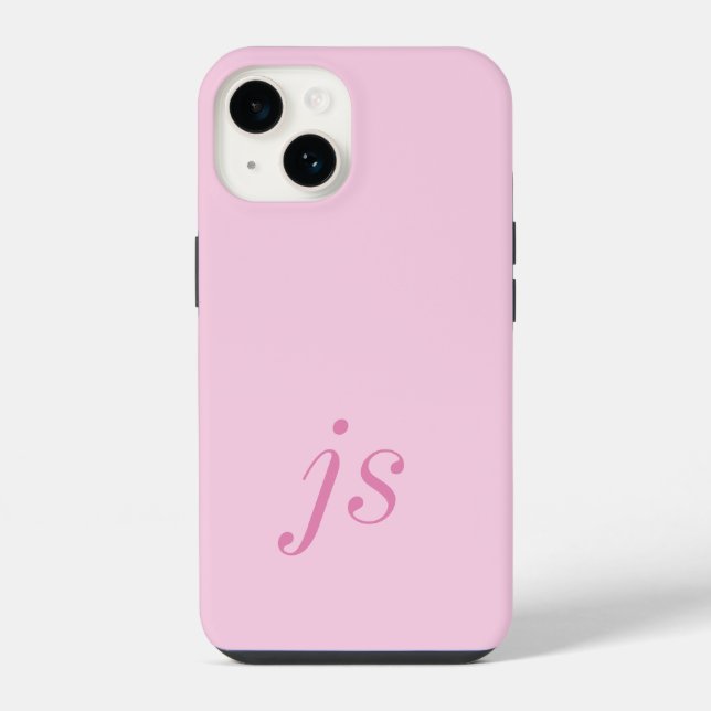 Modern Elegant Pink  Monogram Initials iPhone Case (Back)