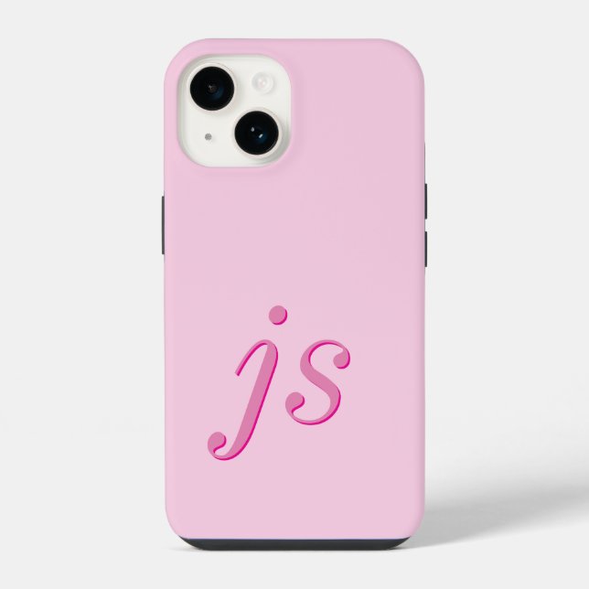Modern Elegant Pink  Monogram Initials iPhone Case (Back)