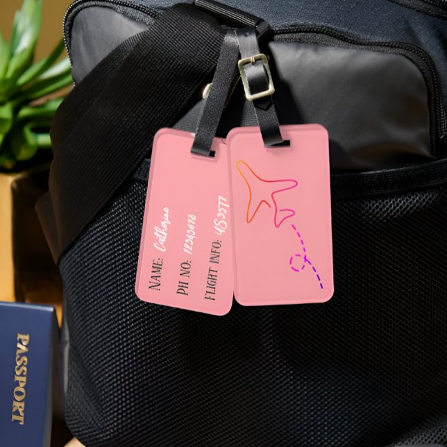 Modern & Elegant pink personalised Luggage Tag (Creator Uploaded)