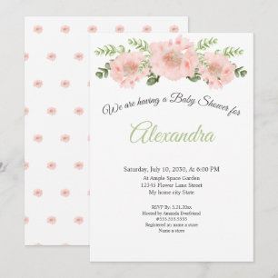 Modern Elegant Pink Poppy floral graduation Annou Announcement