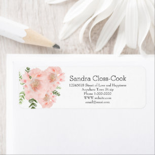 Modern Elegant  Pink Poppy floral Return Address  Return Address Label