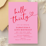 Modern Elegant Pink Red Hello 30th Birthday Party Invitation<br><div class="desc">Celebrate your milestone with style using our Modern Elegant Pink and Red Hello 30th Birthday Party Invitation! Featuring a vibrant blend of pink and red hues, this chic and sophisticated design perfectly captures the excitement of turning 30. With sleek typography and modern accents, this invitation sets the tone for a...</div>
