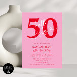 Modern Elegant Pink Red Hello 50th Birthday Party Invitation<br><div class="desc">Celebrate in style with our Modern Elegant Pink and Red Hello 50th Birthday Party Invitation! Featuring a vibrant mix of bold pink and red hues, this chic invitation is perfect for marking such a fabulous milestone. Elegant typography and sleek design elements make it a standout way to invite guests to...</div>
