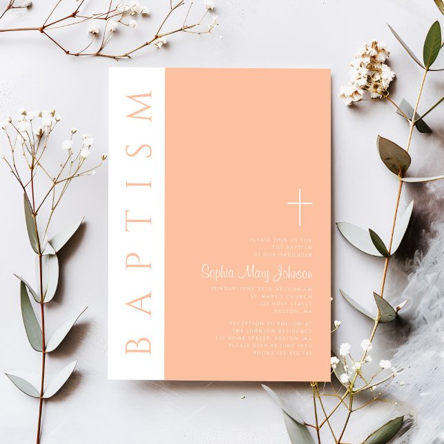 Modern Elegant Pink Religious Girl Baptism Invitation (Modern Elegant Pink Religious Girl Baptism Invitation)