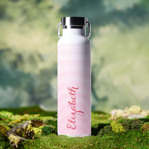 Modern Elegant Pink Script Custom Name Monogrammed Water Bottle