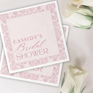 Modern Elegant Pink Toile Floral Bridal Shower Napkin