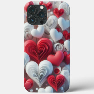 Modern elegant pink white heart valentine  iPhone 13 pro max case
