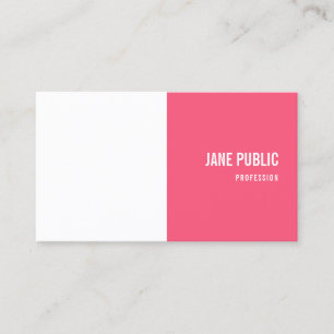 Modern Elegant Pink White Minimalist Template Business Card